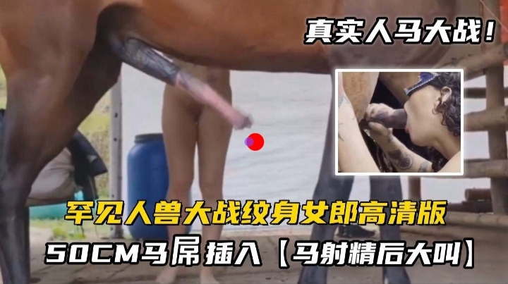 罕见人兽大战纹身女郎高清版,50CM马屌插入