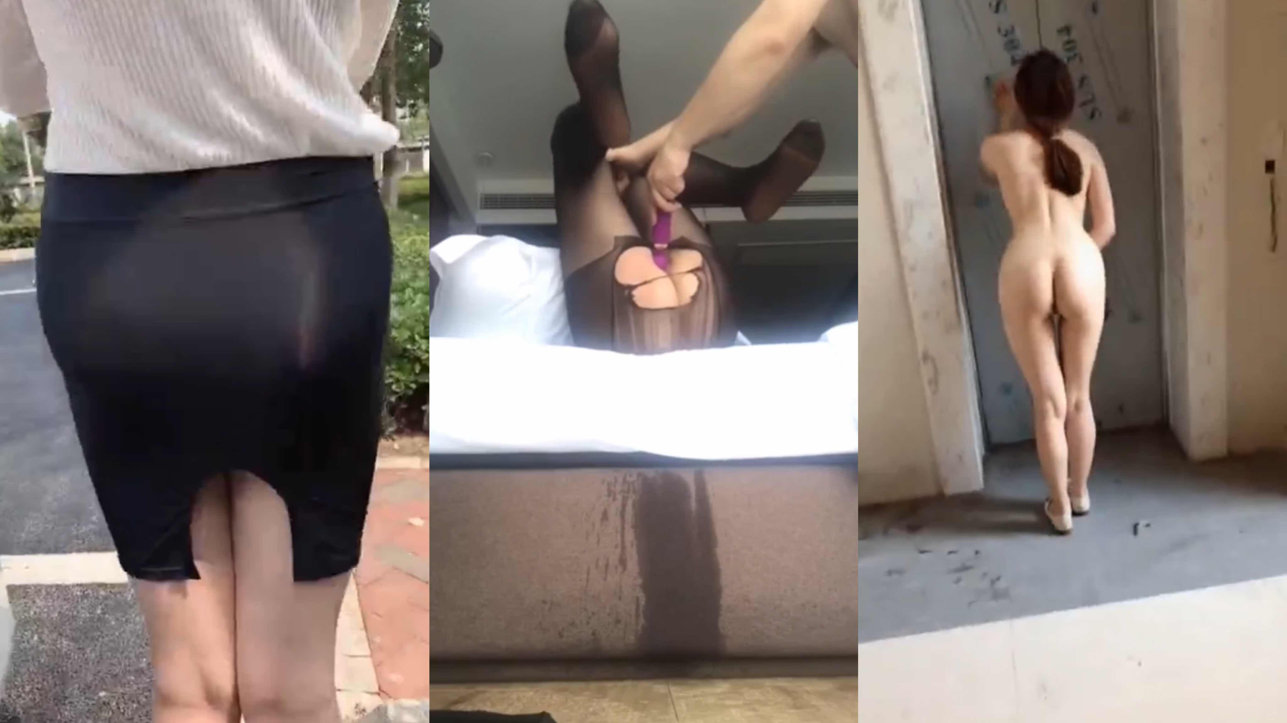 白虎妹子性爱自拍，户外超大胆露出，裸体漫步